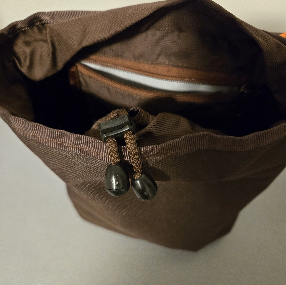 Brown Leaf Mini Backpack With Orange Accents - image 2